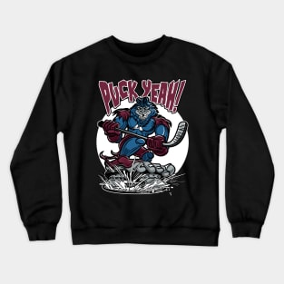 Puck Yeah Bigfoot Hockey Player Mascot Crewneck Sweatshirt